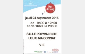 Don du Sang Septembre 2015