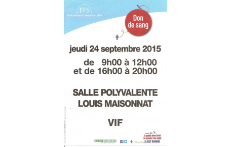 Don du Sang Septembre 2015